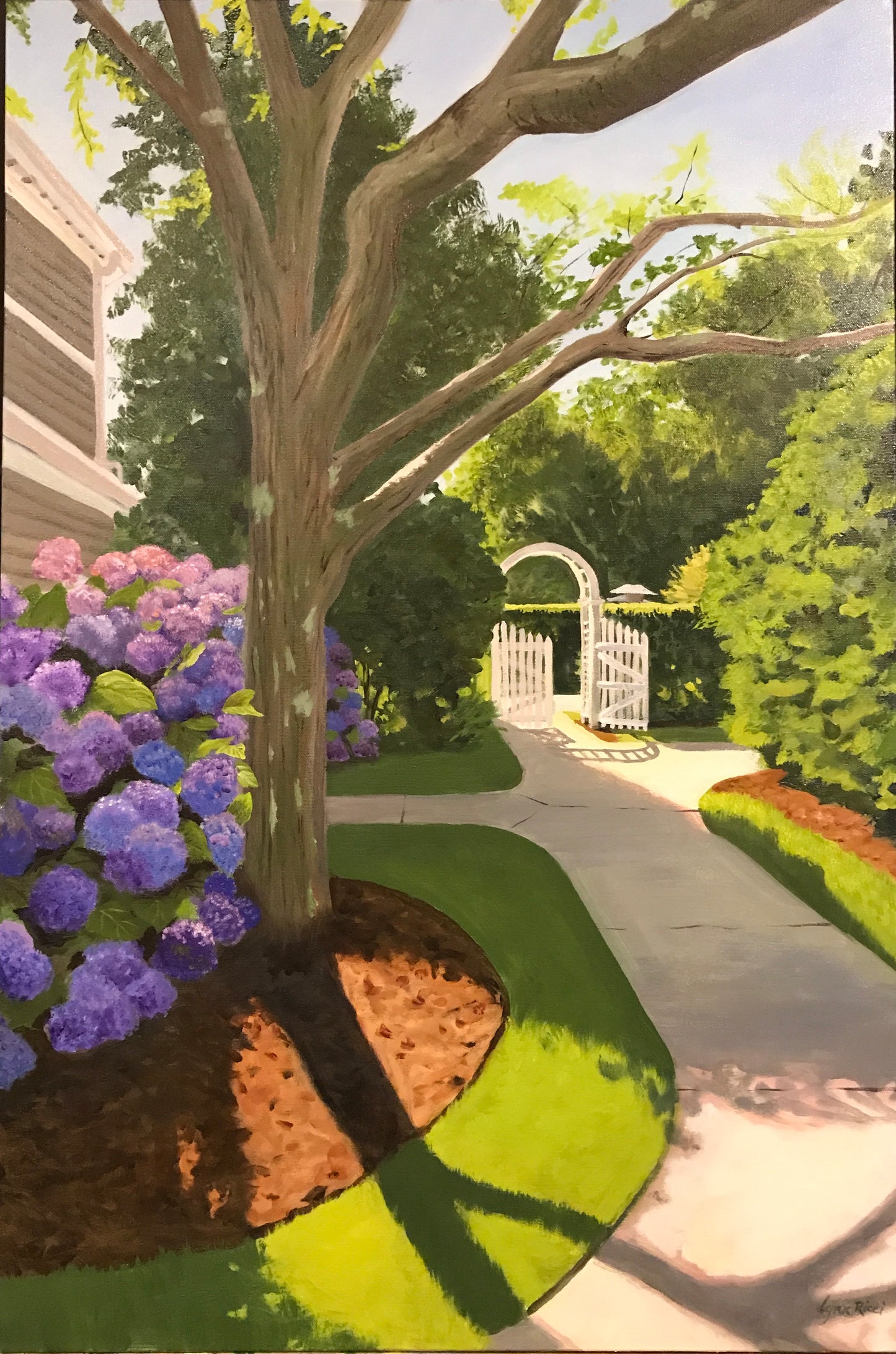 Strolling by the Hydrangeas - Artwork of Lynn Ricci