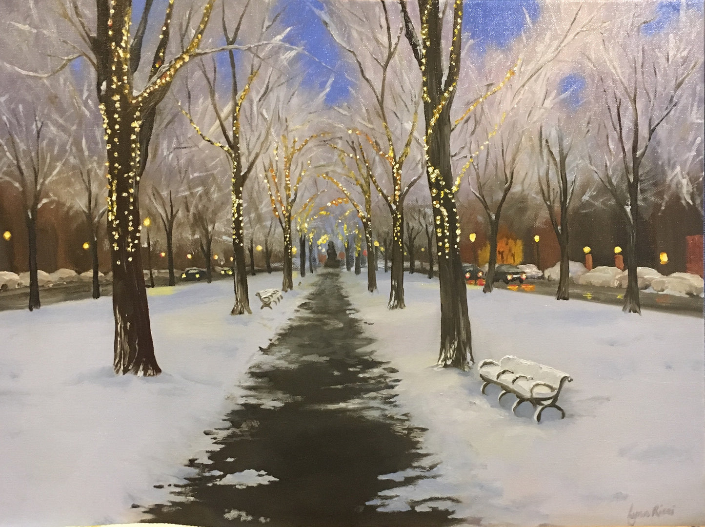 The Lights Along Commonwealth Avenue - Artwork of Lynn Ricci