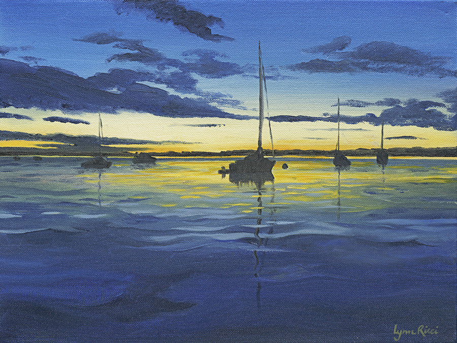 Sailboats at Dusk - Artwork of Lynn Ricci