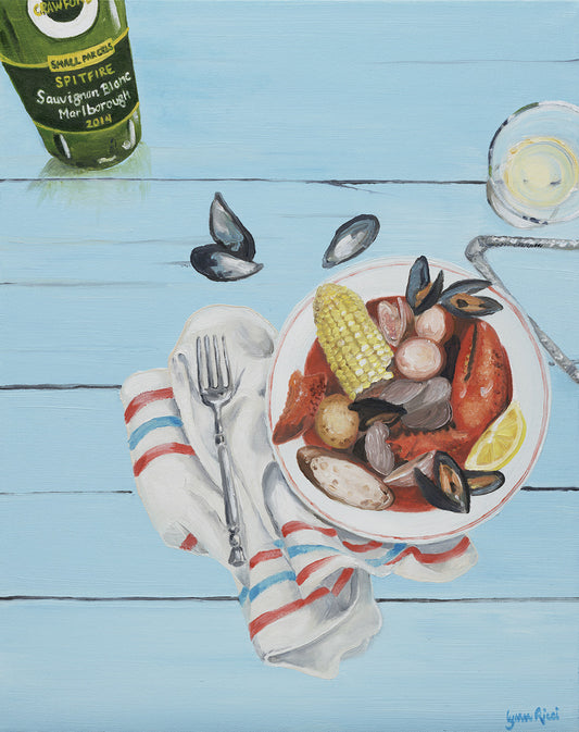 Giclee of Seafood and Wine - Artwork of Lynn Ricci