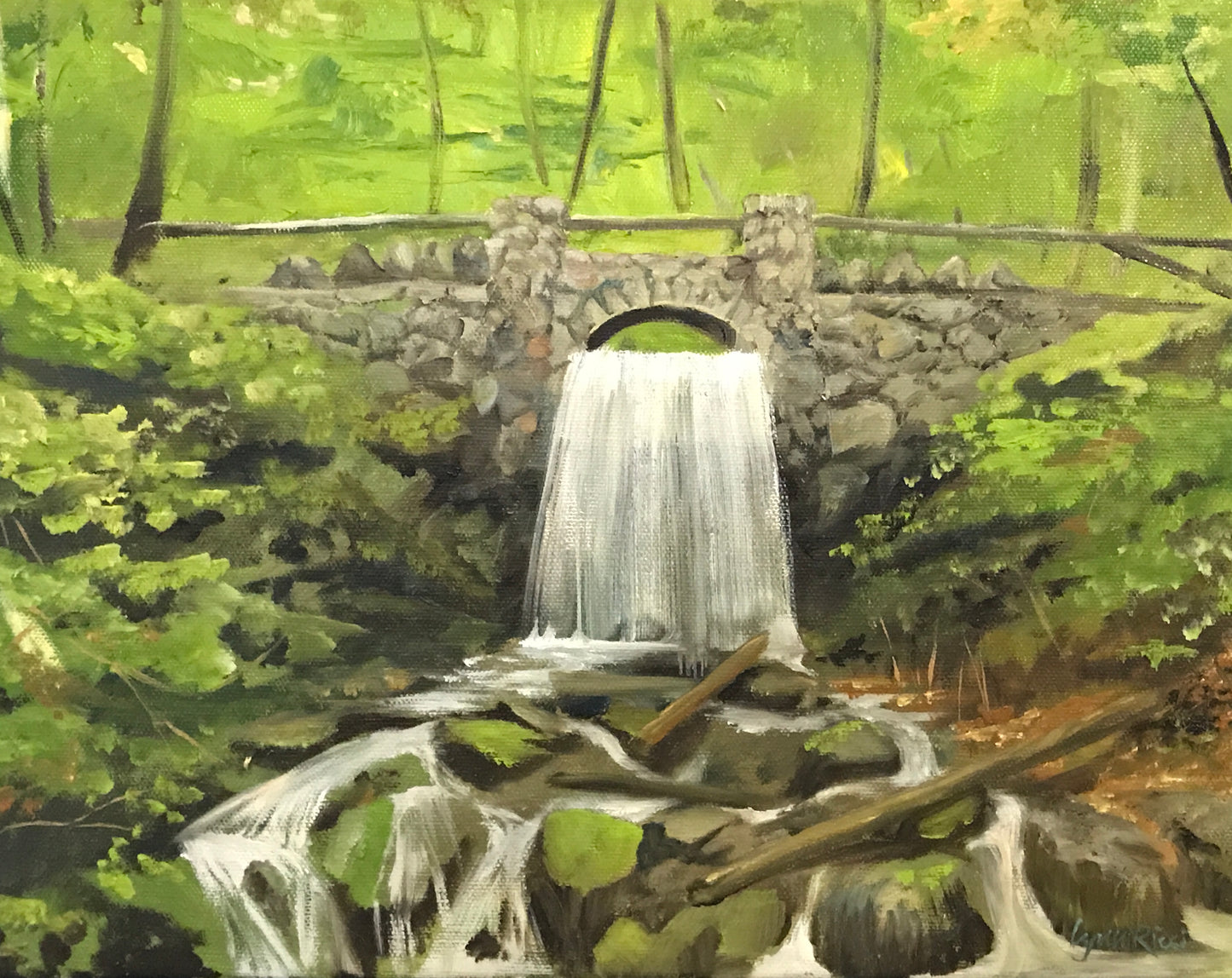 Bridge over Spot Pond Brook, Middlesex Fells - Artwork of Lynn Ricci