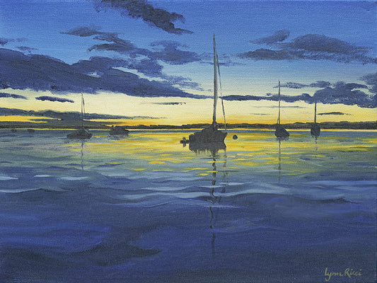 Sailboats at Dusk - Artwork of Lynn Ricci