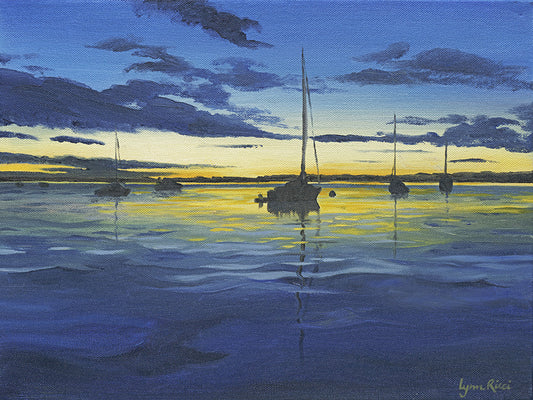 Giclee of Sailboats at Dusk - Artwork of Lynn Ricci